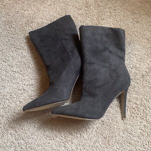 Grey suede booties